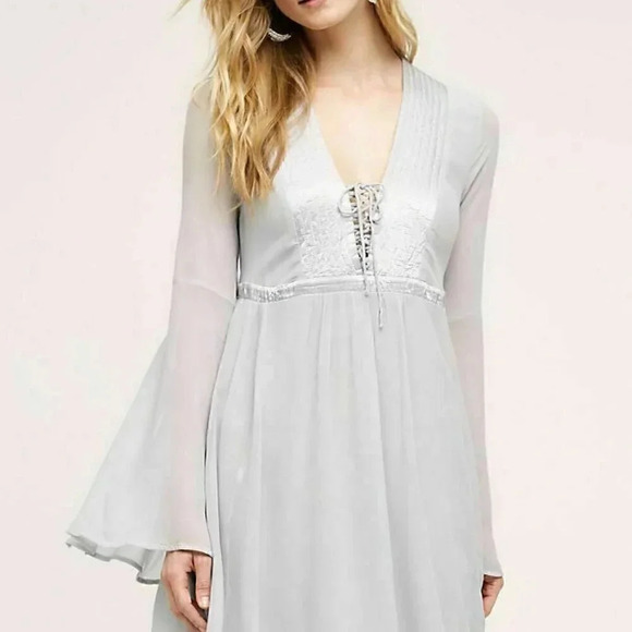 Anthropologie Size M Gray Ghost London Belled Peasant Dress NEW! - Picture 2 of 10